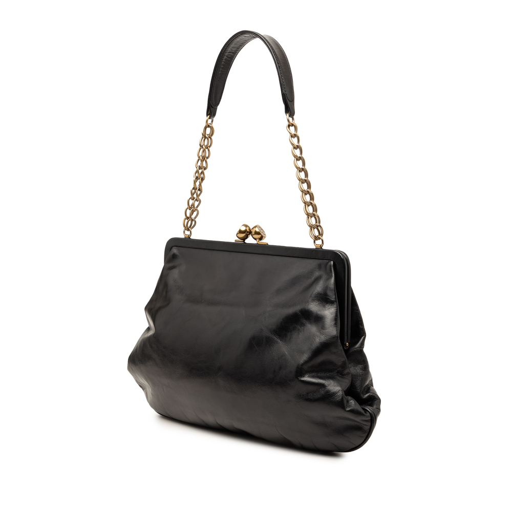 Pre-Loved Chanel Glazed Calfskin Kiss Lock Frame Shoulder Bag - Picture 2 of 8